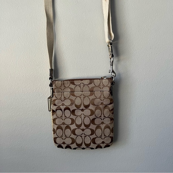 Coach Sutton 43976 Signature Python Swingpack Crossbody Khaki Natural Silver - Picture 2 of 9